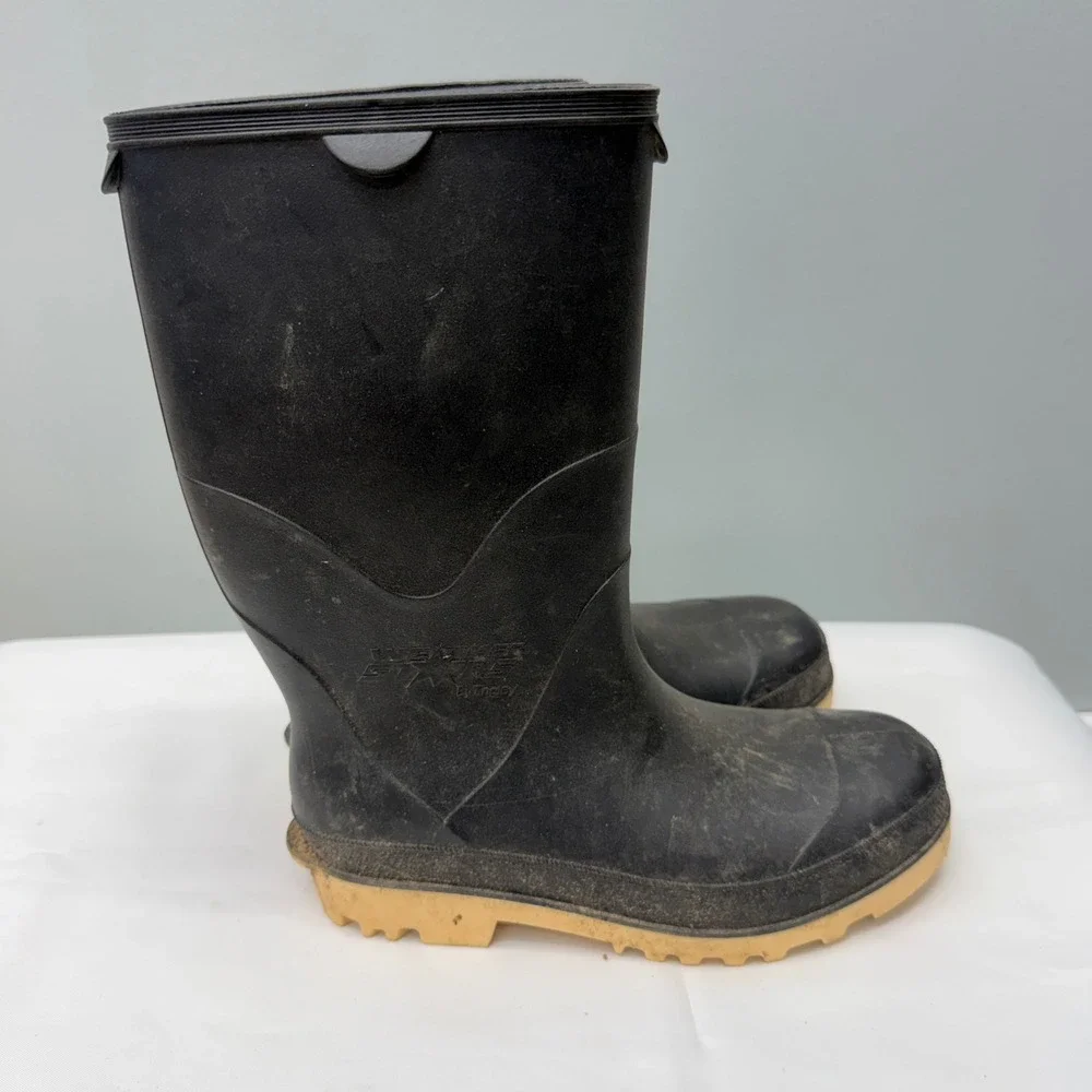Weather Stars by Tingley Kids Black Rubber Rain Boots Size 3 Waterproof Mud Boot